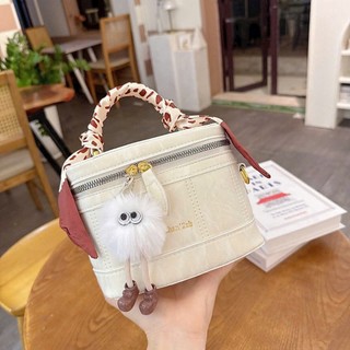  Túi Xách Nữ đeo chéo nhỏ gọn cốp da nhung kèm cả hăn lụa móc gấu đi chơi đi dự tiệc thời trang BN048 