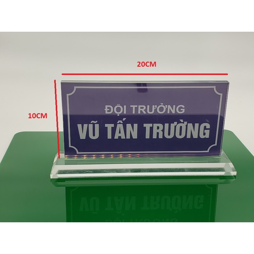 [FREE SHIP] Biển chức danh mica kích thước 10x20, đế 2cm, biển chức danh mica, bảng chức danh để bàn