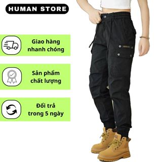 Quần Jogger nữ túi hộp HUMAN cạp cúc vải kaki lên form hách dáng