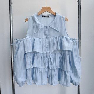 Áo Sơ Mi Bigsize Nữ Dáng Áo Babydoll Tay Dài Trễ Vai Xếp Tầng Vải Xốp Đôi Mềm  SM166