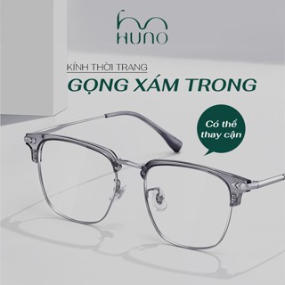 Gọng Kính NAM NỮ HUNO Kim Loại Cao Cấp thiết kế gọng vuông nửa gọng phù hợp mọi khuôn mặt chống ánh sáng xanh K68