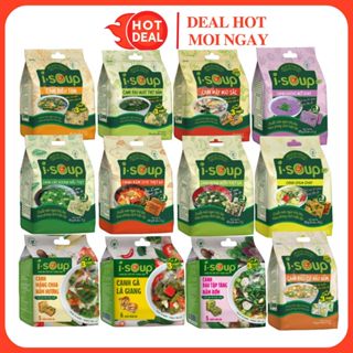 [I-SOUP] Bộ Sưu Tập Canh Ăn Liền Mix Vị Rau Ngót/Rong Biển/Khoai Mỡ Chay/Nấm Chay/Chua Chay/Cải Xoong/Kim Chi gói 66G