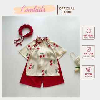  Áo Dài Cherry Đỏ Kèm Quần Cho Bé Từ 5kg Đến 30kg Set Mặc Đón Tết Đi Tiệc 