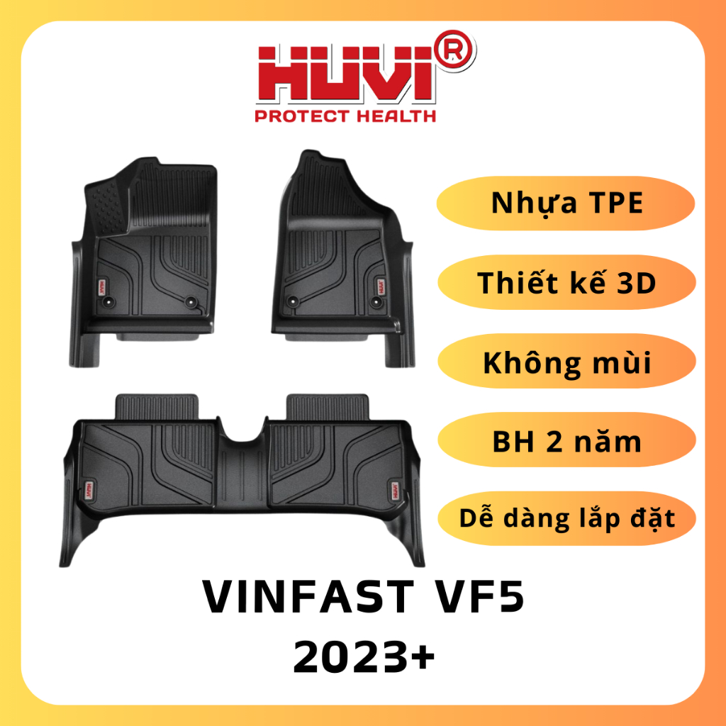 Thảm lót sàn xe ô tô Vinfast VF5 3D nhựa TPE nguyên sinh tràn viền chính hãng Huvi