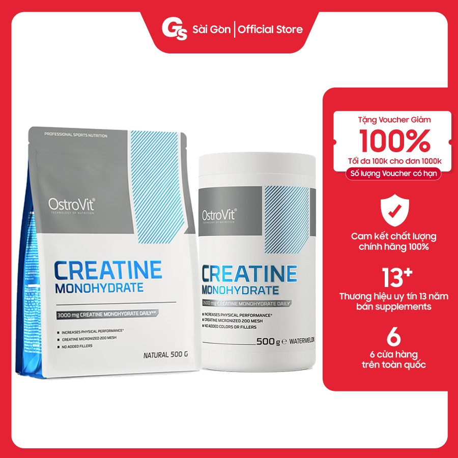 [HŨ/TÚI TÙY LÔ] Sữa tăng sức mạnh, cơ bắp Ostrovit Creatine an toàn, hiệu suất cao, tốt cho trí não