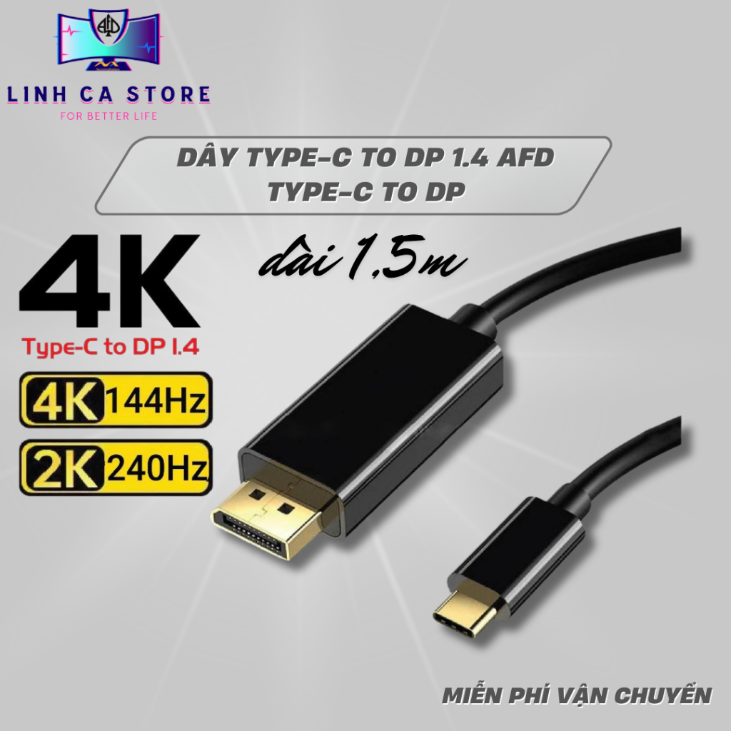 Dây cáp TypeC to Displayport - Type C To Displayport 1.4 4K 144Hz Và 2K 240Hz | BigBuy360 - bigbuy360.vn