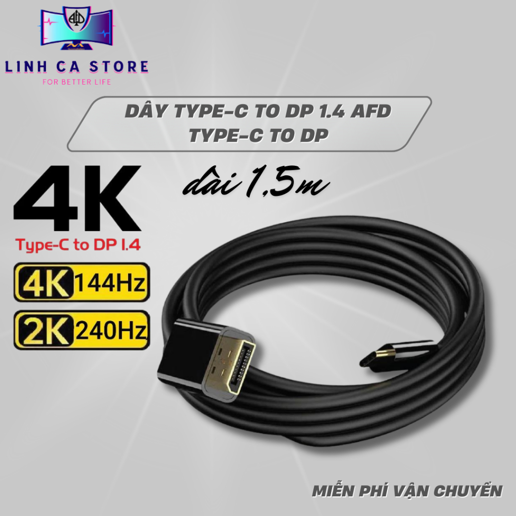 Dây cáp TypeC to Displayport - Type C To Displayport 1.4 4K 144Hz Và 2K 240Hz | BigBuy360 - bigbuy360.vn