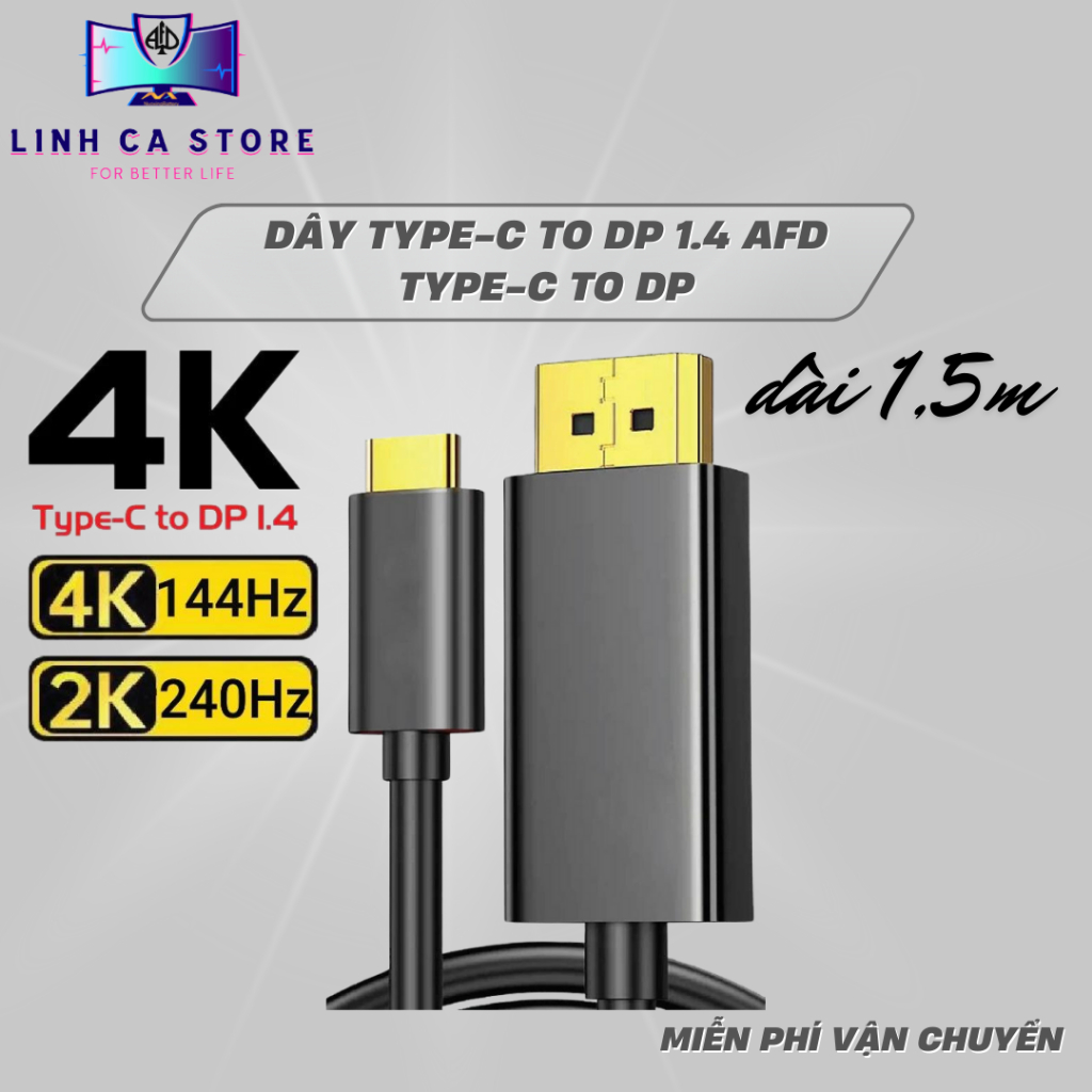 Dây cáp TypeC to Displayport - Type C To Displayport 1.4 4K 144Hz Và 2K 240Hz