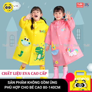 Áo mưa cho bé cao cấp Yabi, Áo mưa trẻ em chống thấm nước họa tiết dễ thương bé gái bé trai 1 2 3 tuổi có khoá kéo