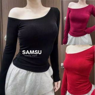 Áo Thun Nhũ Lệch Vai Dài Tay Form Ôm Gọn Mỏng Mềm Basic Ôm Body Samsu.clothing_Saigon