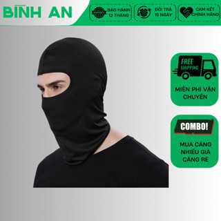  Khăn trùm đầu ninja đi phượt màu đen Fullface chống nắng bụi tiện dụng cho hoạt động ngoài trời 