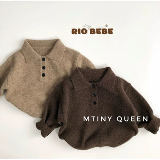   QCCC- MQUEEN  Áo Len LÔNG THỎ Dài Tay Cổ Bẻ MQ Chất Len  Mềm Mịn Cho bé Trai Bé gái Thu Đông Shirt 