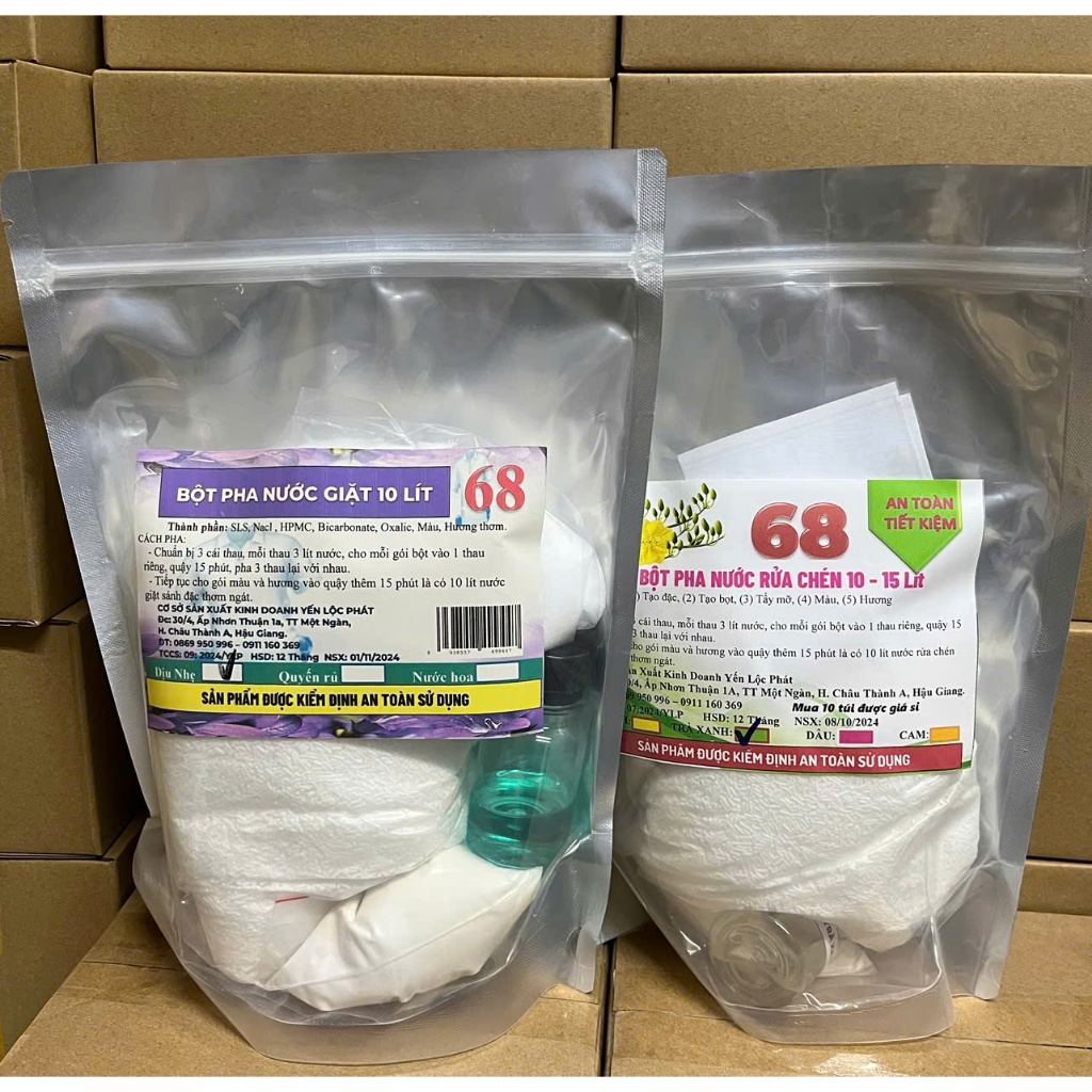 COMBO BỘT PHA 68  (NƯỚC GIĂT 10L HƯƠNG NƯỚC HOA , RỬA CHÉN 10-15L  HƯƠNG TRÀ XANH )