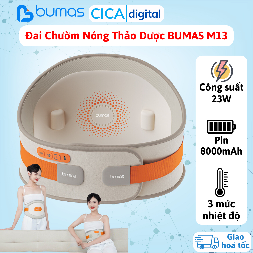 Máy Massage Bụng Kinh, Đai Chườm Nóng Thảo Dược BUMAS M13, Giảm Đau Lưng Bụng Cho Phụ Nữ Đến Kì,Hỗ T