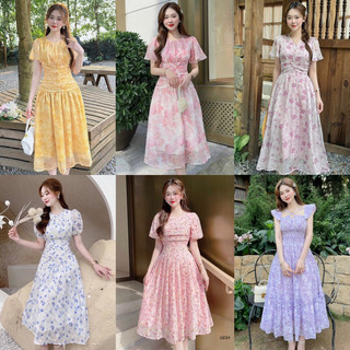 Đầm voan hoa 40-70kg⚡️Đầm dự tiệc váy xoè công chúa