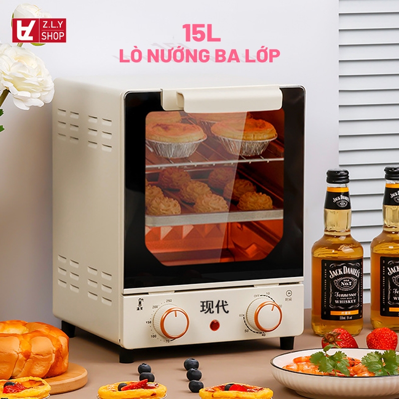 Lò Nướng Điện Mini Đứng 15L Đa Năng Công Suất Lớn 1500W 220V,Lò Nướng Ba Tầng Vị Trí Nướng