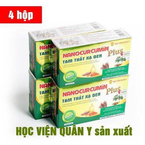 Combo 4 hộp Nano Curcumin tam thất xạ đen Plus Học viện quân y hạn 2027