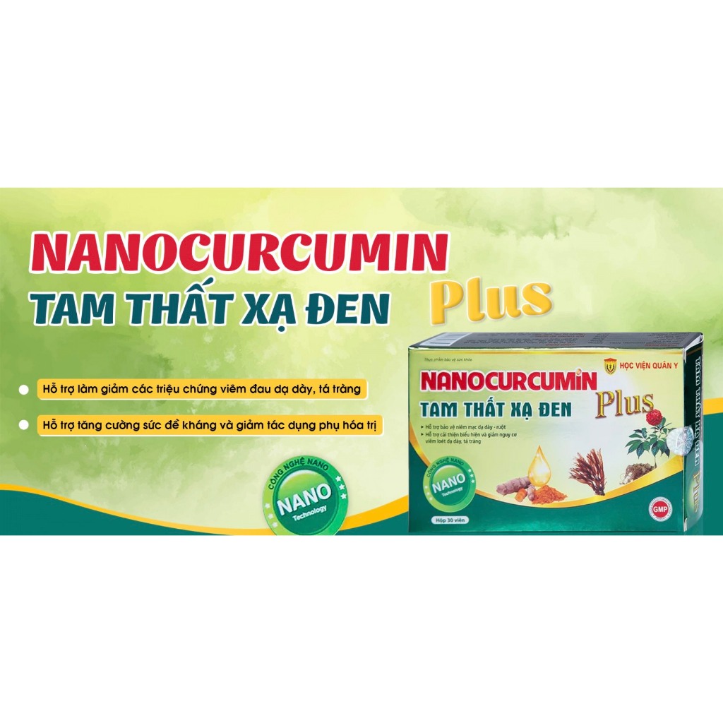 Combo 4 hộp Nano Curcumin tam thất xạ đen Plus Học viện quân y hạn 2027