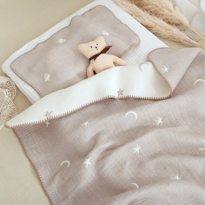 Set chăn kèm gối lót đầu thu đông cao cấp KidAndMom với chất liệu xô tre trần bông cho bé từ sơ sinh