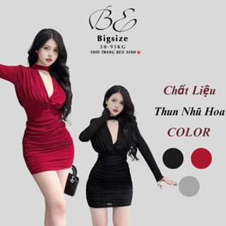  Váy Dự Tiệc Body Phối Cổ Tim Vải Thun Nhũ Hoa Cao Cấp Bigsize Từ 40 - 95Kg Béo Xinh Shop 