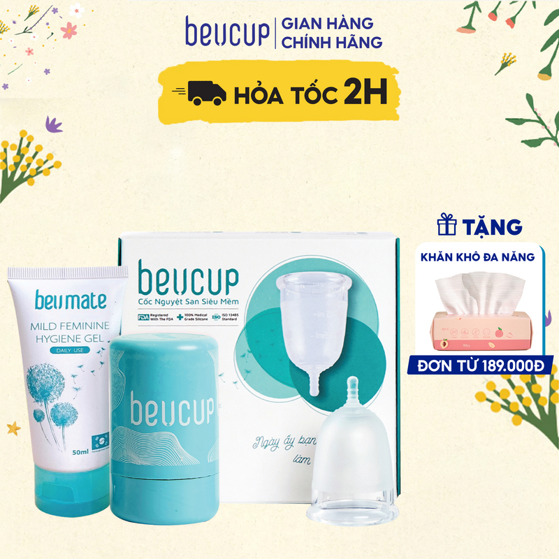 Cốc Nguyệt San BeUcup Silicol Y Tế Wacker Đức Siêu Mềm, Đạt Chuẩn FDA Hoa Kỳ