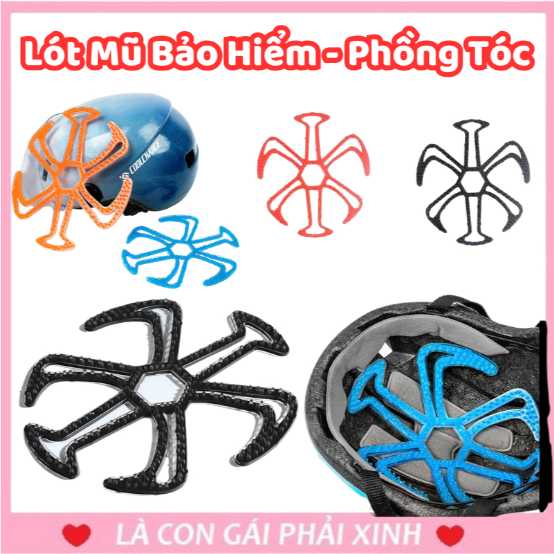 Miếng Lót Mũ Bảo Hiểm Silicon 6 Nhánh Chống Xẹp Tóc Khi Dùng Mũ Bảo Hiểm Khô Thoáng Có Thể Tháo Rời#
