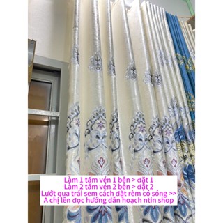 Gấm thêu màu trắng phối chân ren giá của 1 tấm rèm căng thẳng ( chua bao gồm thanh treo) vải polyster cản nắng 90%