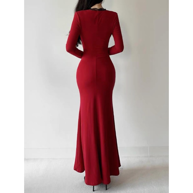 [XẢ TẾT] Đầm kiểu ôm body đuôi cá phối ren xoắn ngực CHIYO.SG sang chảnh đi tiệc D396 | BigBuy360 - bigbuy360.vn