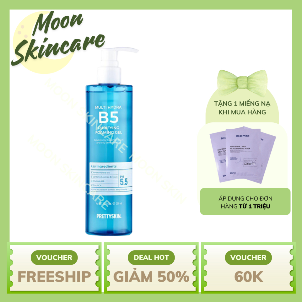 Sữa Rửa Mặt Dạng Gel Pretty Skin Multi Hydra B5 Purifying Foaming Sạch Sâu Dịu Nhẹ 300ml