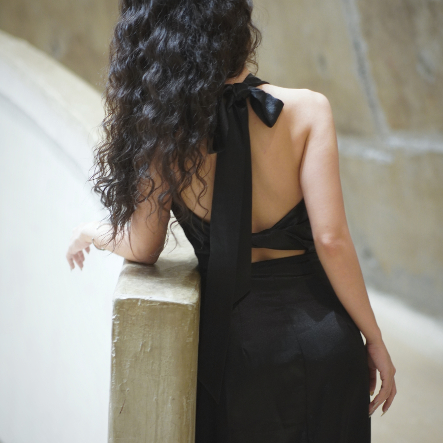 [ DEAL XẢ KHO ] Đầm Lụa Dự Tiệc Xẻ Tà Phối Chéo Lưng Cách Điệu NV676 Dáng Dài Qua Mắt Cá Chân Nữ Women Dress Xám | BigBuy360 - bigbuy360.vn