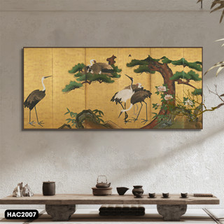 Tranh Hạc, BST "Hồng Hạc Tinh Tú", Tranh Treo Tường Decor - Halo Canvas - K.Thước Từ 50*100