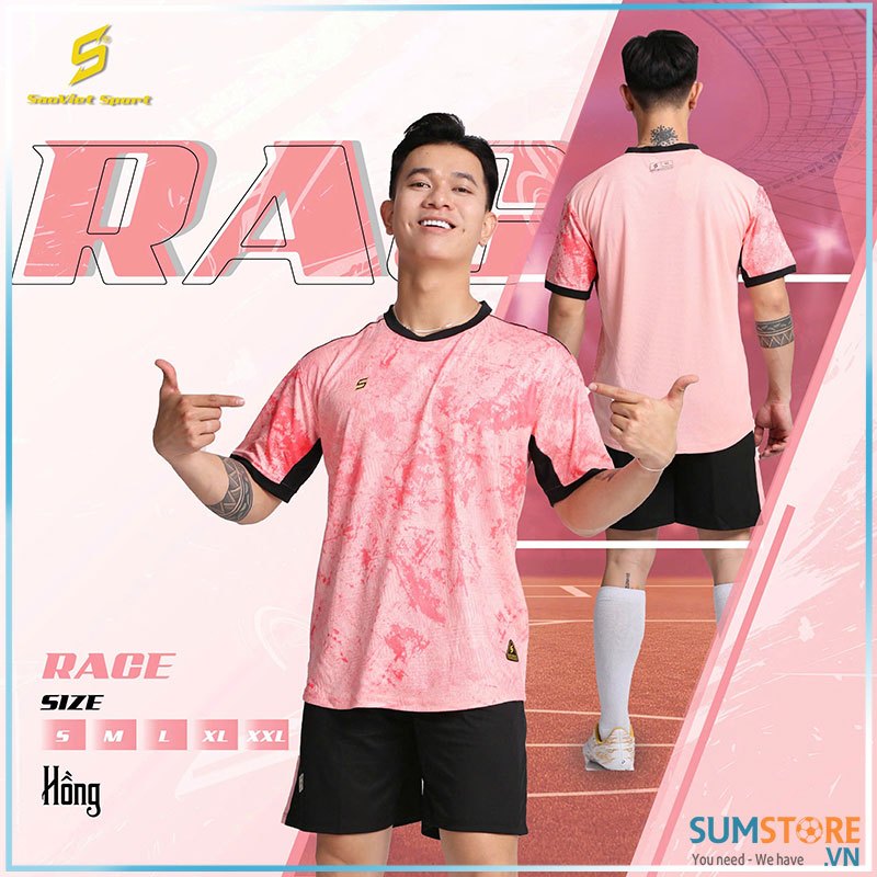 Bộ Quần Áo Đá Banh SV Race Màu Hồng - Đồ Thể Thao Thấm Hút Mồ Hôi, Mềm Mại