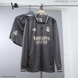 Bộ Quần Áo Bóng Đá, Đồ Đá Banh Dài Tay CLB Real madrid 2024/25 Màu Xám Cao cấp, áo dài tay tuyển đức