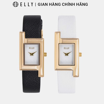 Đồng hồ nữ ELLY EH19 dây da thật mặt vuông kính sapphire chính hãng