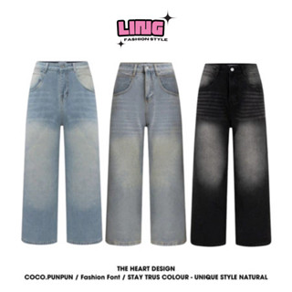 Quần Jean Ống Rộng LingLing wash màu tôn dáng form unisex nam nữ quần bò ống rộng form Calem Club