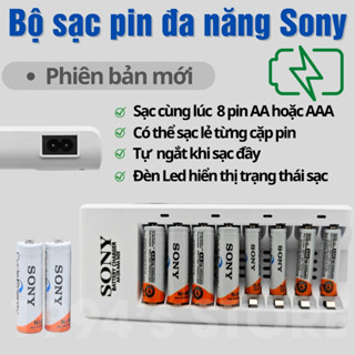 Dock sạc pin tiểu, pin đũa AA, AAA Sony - Sạc nhanh cùng lúc 8 pin cho đèn Flash, đèn Led máy ảnh, Micro ghi âm, Karaoke