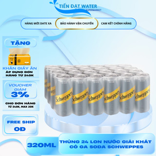 Thùng 24 Lon Nước Giải khát Không Đường Có Ga Soda Schweppes, Nguyên Liệu Pha Chế Soda Lon Pet 320ml