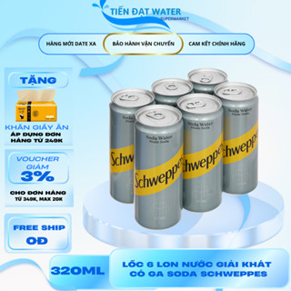 Lốc 6 Lon Nước Giải khát Không Đường Có Ga Soda Schweppes - Nguyên Liệu Pha Chế Soda Lon Pet 320ml
