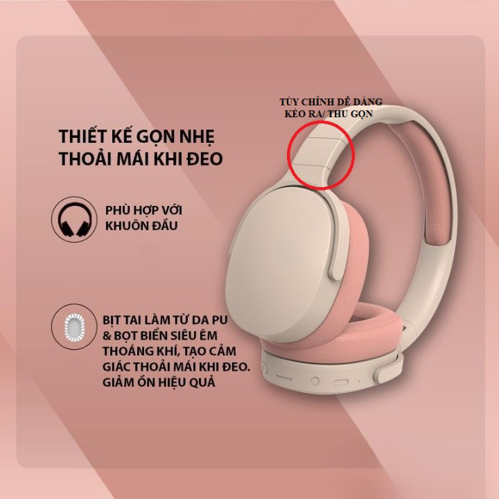 Tai Nghe Chụp Tai bluetooth Thời Trang Và Phong Cách Âm Bass Ấm Sống Động Có Mic Đàm Thoại Cho Học Tập Giải Trí | BigBuy360 - bigbuy360.vn