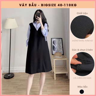   Đầm Bầu Bigsize 40-95kg  Váy bầu công sở Đầm Yếm Bầu liền áo Sơ Mi Kẻ Tay Lỡ cộc shop bầu OanhLTK 