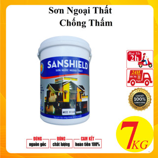 Sơn nước Sanshield ngoài trời 7kg cao cấp chống thấm nhiều màu trang trí nhà, decor mặt tiền nhà