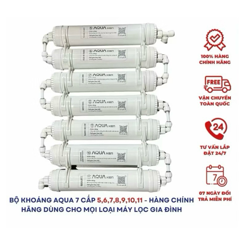 BỘ KHOÁNG AQUA 7 CẤP 5,6,7,8,9,10,11- Hàng Chính Hãng dùng cho các dòng máy lọc Ro