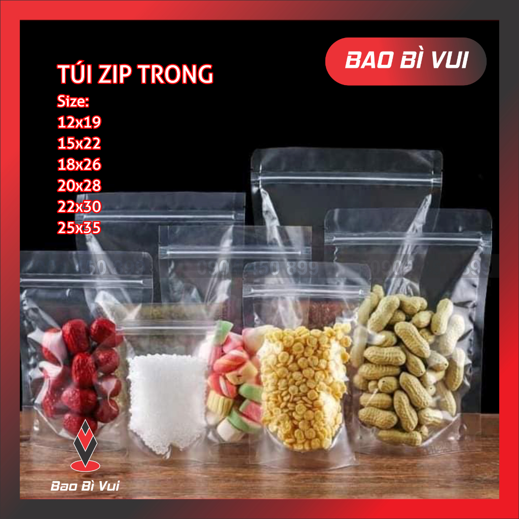 [500g -1kg] TÚI ZIPPER TRONG ĐÁY ĐỨNG - BAO BÌ VUI