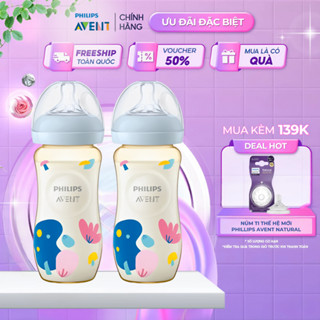 Philips Avent Bộ 2 Bình Sữa Mô Phỏng Tự Nhiên PPSU Cho Bé Sơ Sinh, Chống Đầy Hơi Sặc Sữa