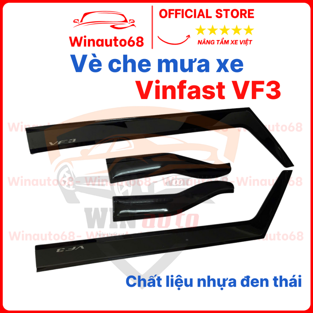 Vè che mưa xe Vinfast VF3 nhựa thái đen dày cao cấp WINAUTO68