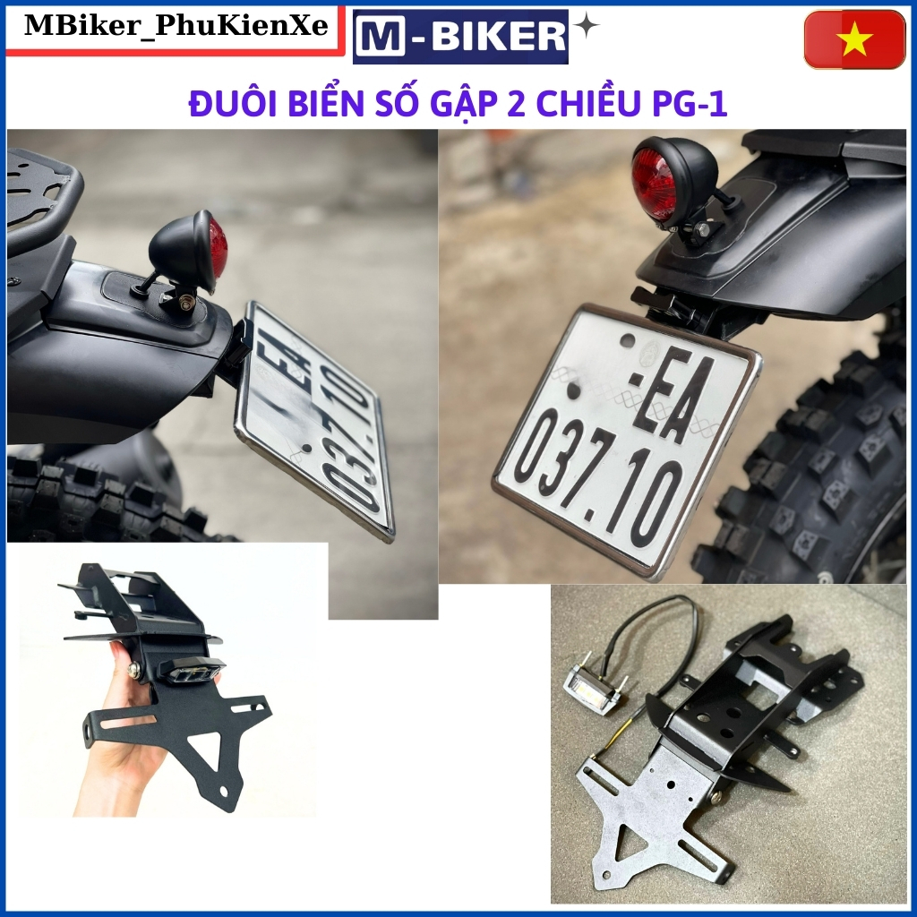 Đuôi biển số gập pg1, đuôi biển số pg1, phụ kiện xe Mbiker, chính hãng mbiker