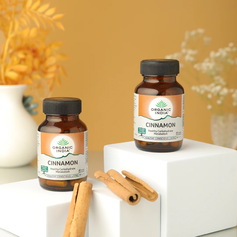 Organic India Cinnamon Capsule - viên uống Quế Hỗ trợ lượng đường trong máu khỏe mạnh