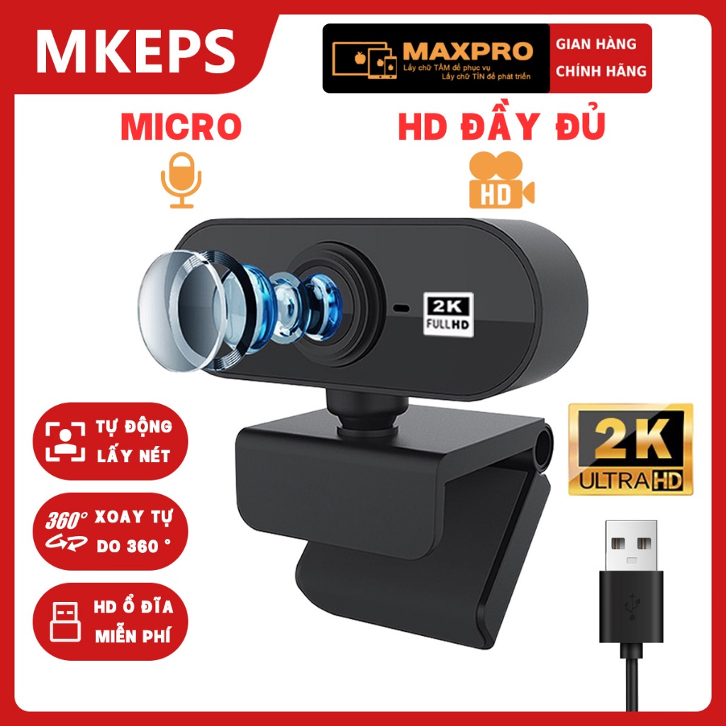 MKEPS 2K Webcam MạNg, TíCh HợP Mic, Phù HợP Cho CuộC GọI Video Và Livestream, TươNg ThíCh VớI Pc Và Laptop