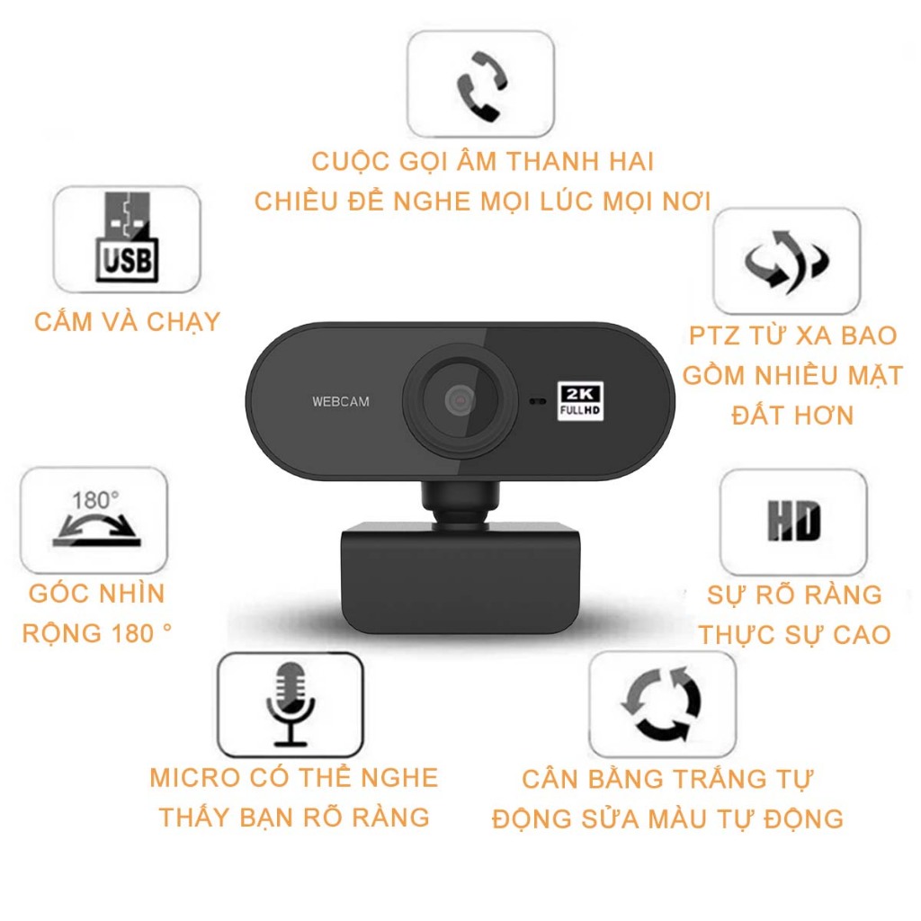MKEPS 2K Webcam MạNg, TíCh HợP Mic, Phù HợP Cho CuộC GọI Video Và Livestream, TươNg ThíCh VớI Pc Và Laptop | BigBuy360 - bigbuy360.vn