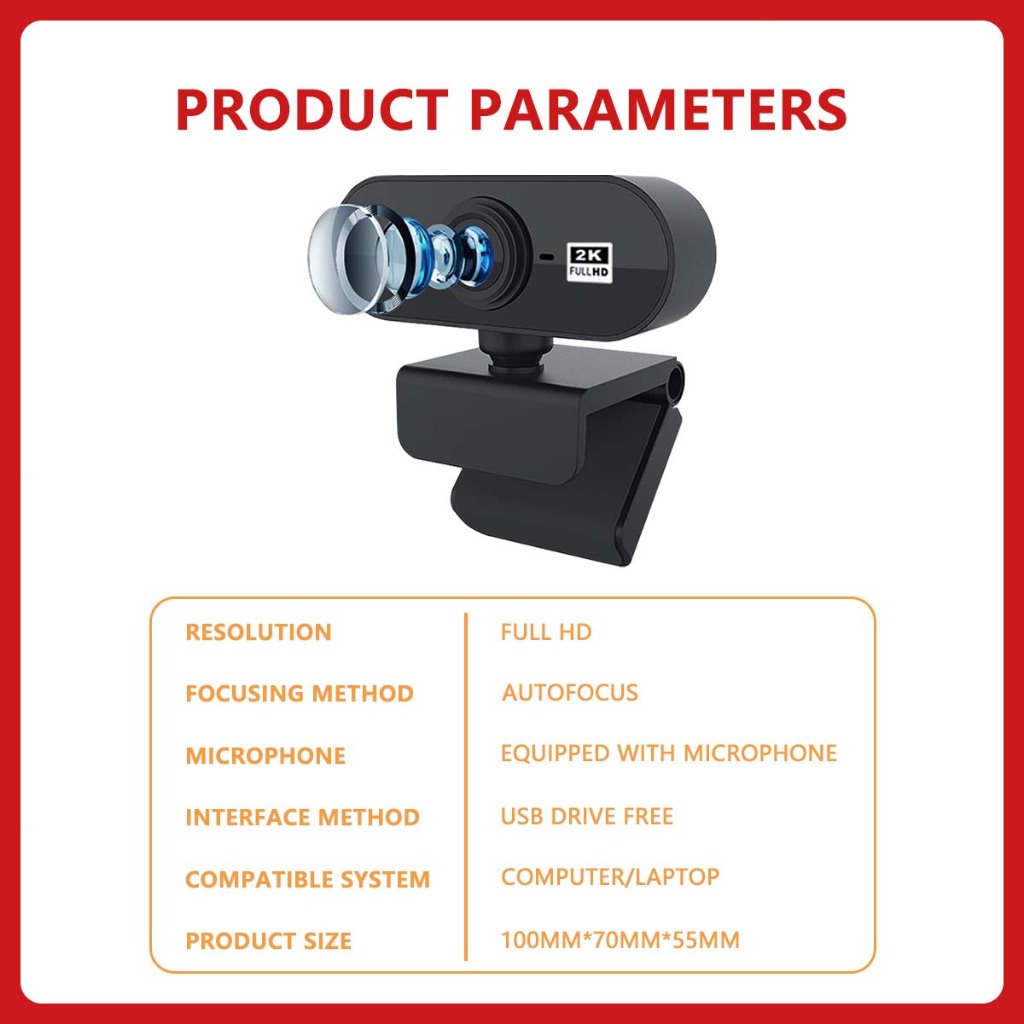 MKEPS 2K Webcam MạNg, TíCh HợP Mic, Phù HợP Cho CuộC GọI Video Và Livestream, TươNg ThíCh VớI Pc Và Laptop | BigBuy360 - bigbuy360.vn